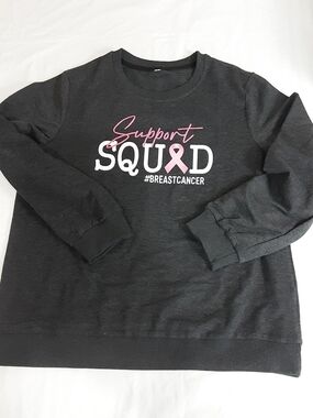 Support Squad Breast Cancer Crewneck Sweatshirt - Pink & Charcoal XL - C357